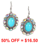 Western Oval Stone Rhinestone Earring