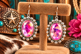 Western Oval Glass Stone Dangle Earring
