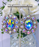 Western Concho Flower Stone Dangle Earrings