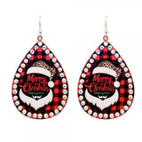 Merry Christmas everyone plaid teardrop bling earrings