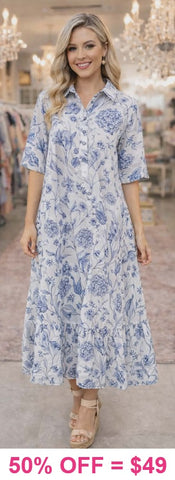 New Floral Maxi Dress with collar