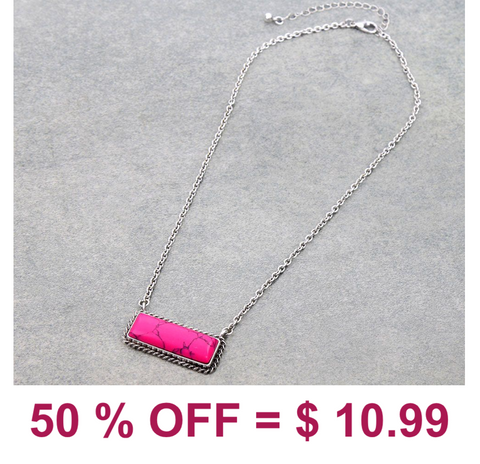 Western Hand Stone Bar Necklace
