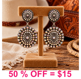 Western Concho w/Rhinestone Post Earring