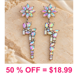 Glass Stone Lightning Dangle Earring