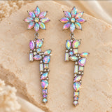 Glass Stone Lightning Dangle Earring