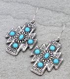 Western Aztec Concho Stone Dangle Earrings
