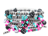 Multi Bead Strand Dice/Bow Stretch Bracelet