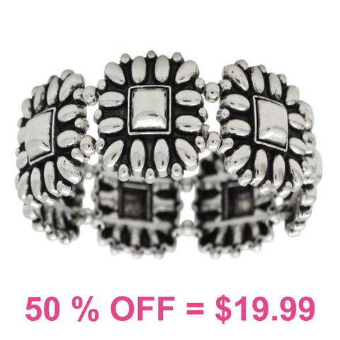 Western Flower Concho w/Stone Stretch Bracelet
