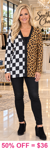 Checkered & Brown Leopard cardigan