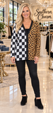 Checkered & Brown Leopard cardigan