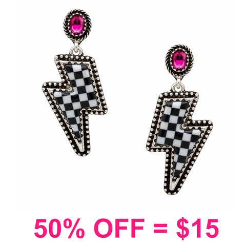 Lightning Checker Post Earring