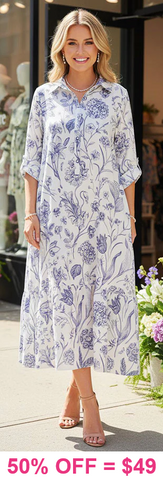 New Floral Maxi Dress with collar