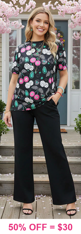 Black top with Casino print