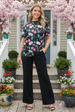L, 2X Black top with Casino print
