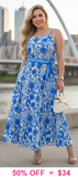 S,M,L,XL : Blue & White Dress