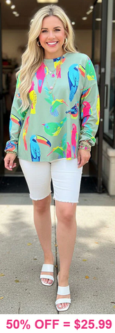 Bird print long sleeve top