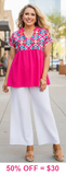 Pink top with Tribal embroidery
