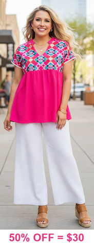 Pink top with Tribal embroidery