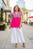 Pink top with Tribal embroidery