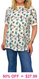 Western print top with cactus, horseshoes & Turquoise conchos