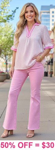 Pink and White stripe blouse