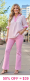 Pink and White stripe blouse
