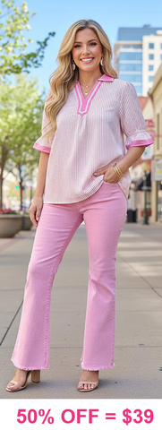 Pink and White stripe blouse