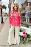 S, M, L, XL Pink Cowgirl boot & Bows mesh top