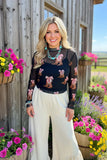 Black mesh top Cowgirl boot & Bows