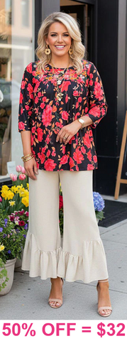 Floral Top with embroidery chest