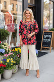 Floral Top with embroidery chest