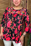 Floral Top with Embroidery chest