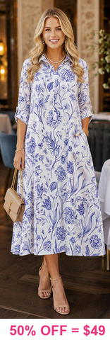 3X : Floral Maxi Dress with collar
