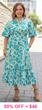 Turquoise and white floral dress