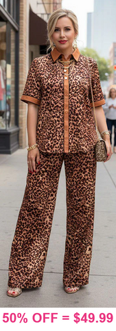 Leopard 2 piece top & pant set