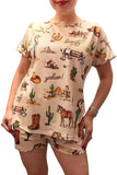 Western 2 piece shirt & short set