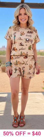 Western 2 piece shirt & short set