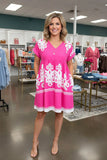 Pink Dress with White Designs