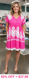 Pink Dress with White Designs