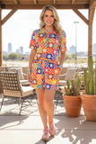 2 Piece set: Retro Flower & Checker Top/ Short set