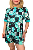 Daisy, Turquoise patchwork, Shirt and Short set