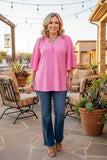 PRE ORDER Pink Textured Fabric Top with Flowy Sleeves