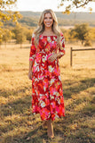 Orange & Pink Floral Smocked Dress