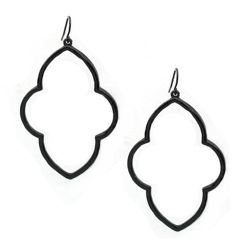Geometric Black Hook Earring