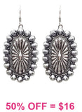 Burnished Silver Concho Earrings with bead trim