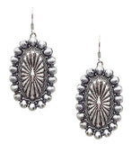 Burnished Silver Concho Earrings with bead trim