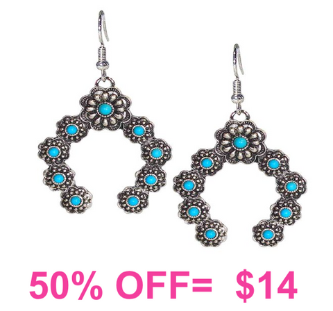 Western Squash Blossom Dangle Earring