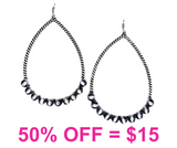 Western Rope Texture Teardrop w/Navajo Bead Earring