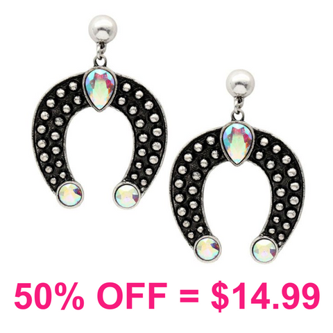 Bubble Dot Squash Blossom w/Glass Stone Post Earring