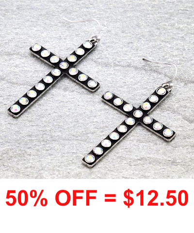 Western Studed Cross Dangle Earrings